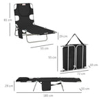 Gartenliege, Liegestuhl mit gepolsterter Gesichts?ffnung, Massage-Liege f¨¹r drau?en, Seitentasche, Stoff, Metall, Schwarz