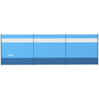 Camping Windbreaker with Clear Windows, Carry Bag and Steel Poles, for Beach Caravan Campervan, 440 x 140cm, Blue