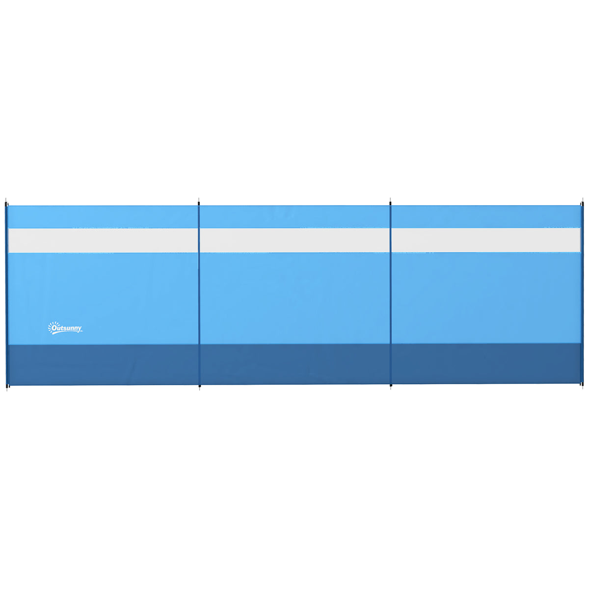 Camping Windbreaker with Clear Windows, Carry Bag and Steel Poles, for Beach Caravan Campervan, 440 x 140cm, Blue