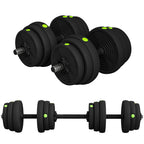 2-in-1 Hantel-Set, Lang- & Kurzhantel, 25 kg, rutschfest, bodenschonend, Schwarz/Grün