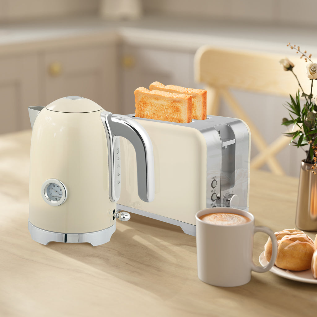 Wasserkocher- und Toaster-Set, 2200W, 7 Br?unungsstufen, versch. Funktionen, Creme