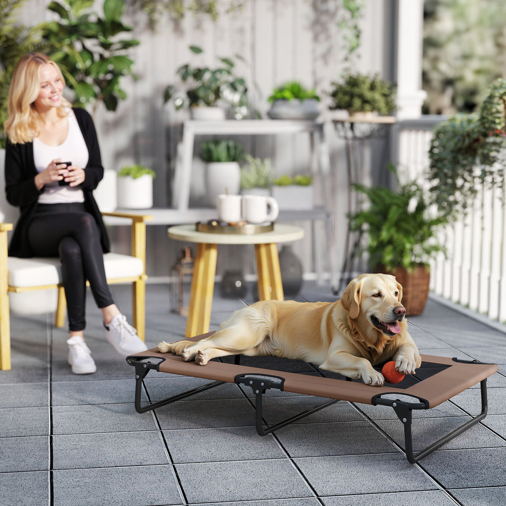 Tragbares erh?htes Hundebett, erh?htes Haustierbett mit atmungsaktivem Netz, f¨¹r gro?e Hunde, Kaffee
