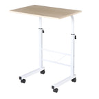 Beistelltisch h?henverstellbarer Couchtisch mobiler Endschreibtisch mit R?dern Feststellbremsen C-Tische Spanplatte Stahl Eisen Kunststoff Wei?e Ahornfarbe 60 x 40 x 68-78 cm
