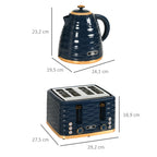 2-in-1 Toaster- und Wasserkocher-Set, 7 Br?unungsstufen, Auftau- und Aufw?rmfunktion, Blau