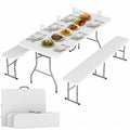 Three-Piece Folding Picnic Table and Bench Set - White