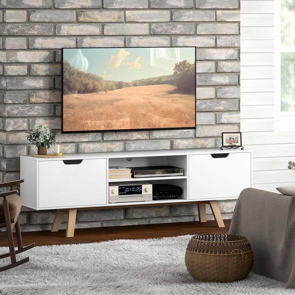 TV-Kommode mit Schubladen und offenen Regalen, MDF, 150 x 39 x 50 cm, Wei?