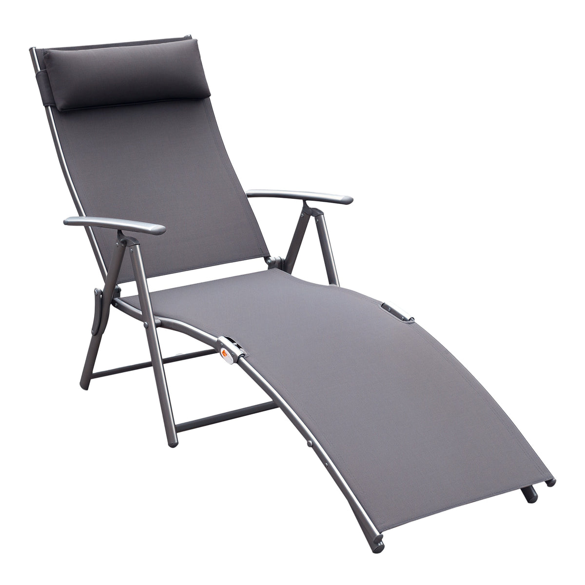 Sonnenliege klappbar Strandliege mit Kissen Liegestuhl mit 7-Fach verstellbare Rückenlehne Gartenliege Relaxliege Gartenstuhl bis 165 kg belastbar, für Garten Urlaub Outdoor Strand Pool, Grau