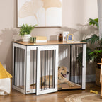 Hundebox, Haustierbox für große Hunde, Hundehütte, Indoor, 106 x 60 x 76 cm, Eiche+Weiß