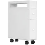Nischenwagen Badschrank Rollschrank, schmales Design, zwei Schubladen, vier R?der, wei?, 16 x 49,5 x 66 cm