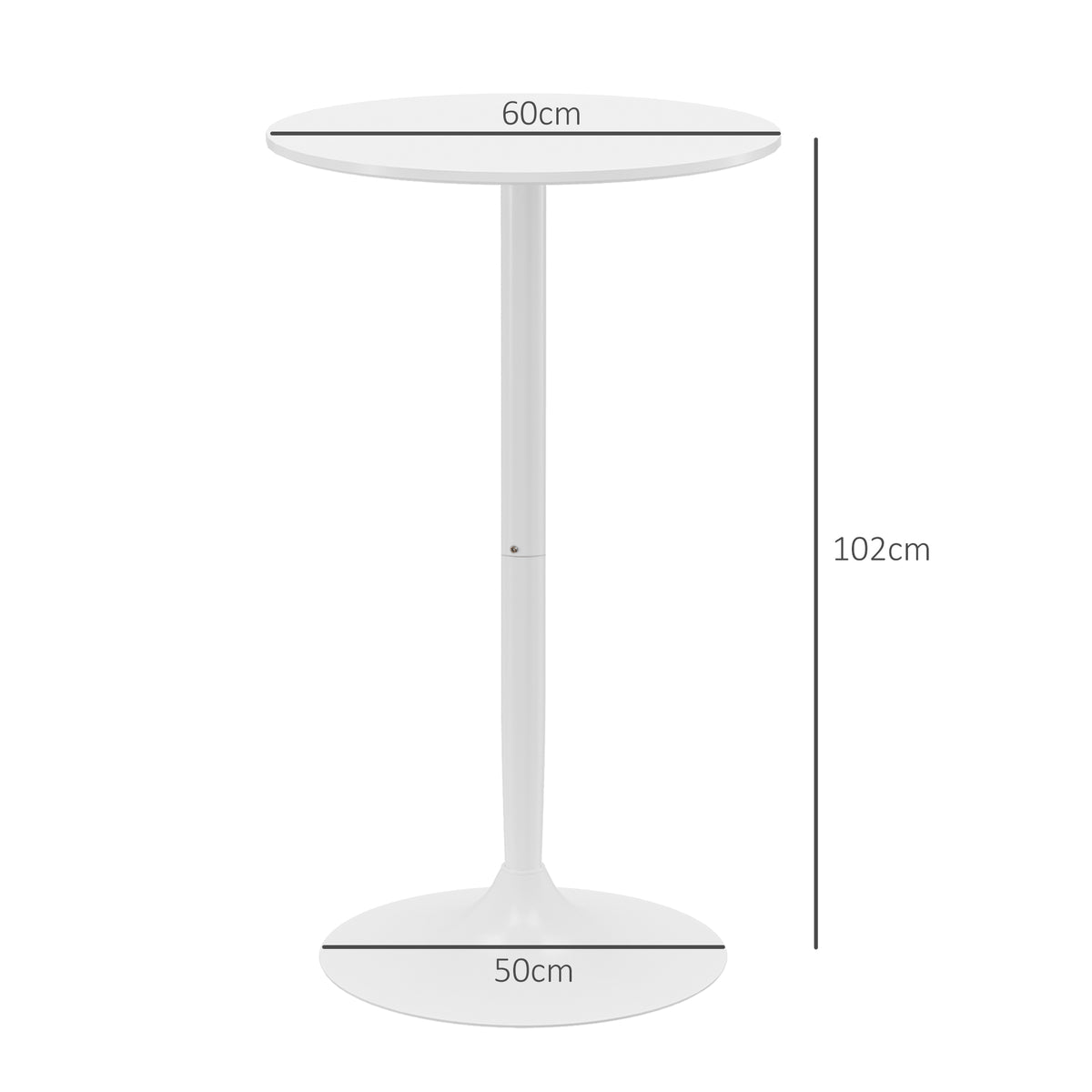 Bartisch Stehtisch, Tisch für 2 Personen, 60 x 60 x 102 cm, Weiß
