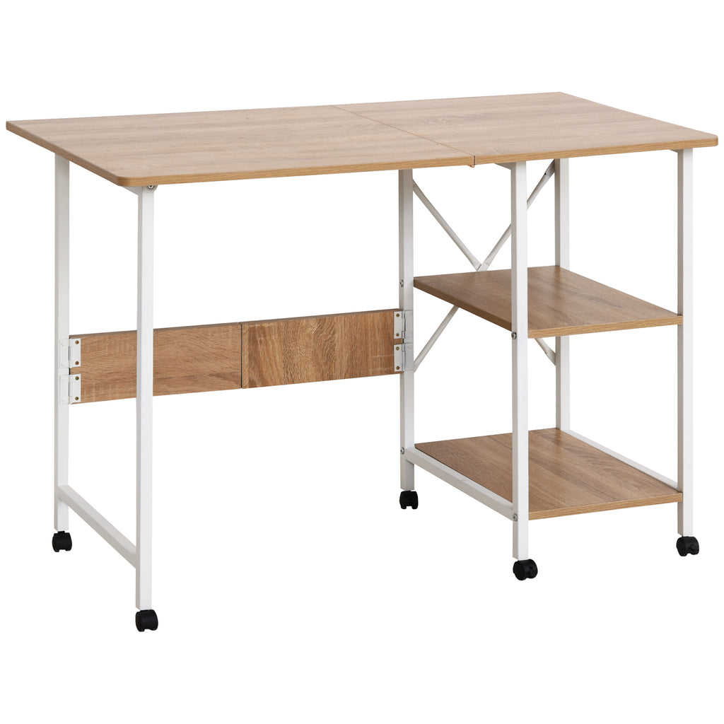 Klapptisch Schreibtisch Beistelltisch B¨¹rotisch Mobiler Computertisch mit Rollen MDF Natur 107 x 55 x 76 cm