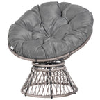360° Swivel Rattan Moon Bowl Chair Round Lounge Garden Wicker Basket Seat with Padded Cushion Oversized for Outdoor Indoor, Grey