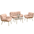 Gartenmöbel Set 4-teilig Polyrattan Lounge-Set mit Zweisitzer 2 Sessel Tisch Tiefem Sitz Dicke Kissen