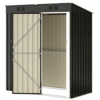 5 x 3 ft Lean-to Garden Shed, Outdoor Storage Shed with Lockable Door and Vents, Dark Grey