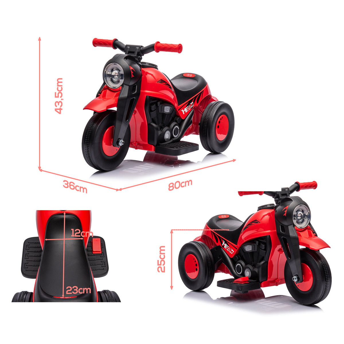 Kinder Elektro-Motorrad, 6V Kindermotorrad mit Musik, Blasen 2,5-3 km/h, f¨¹r 2-5 Jahre Kinder