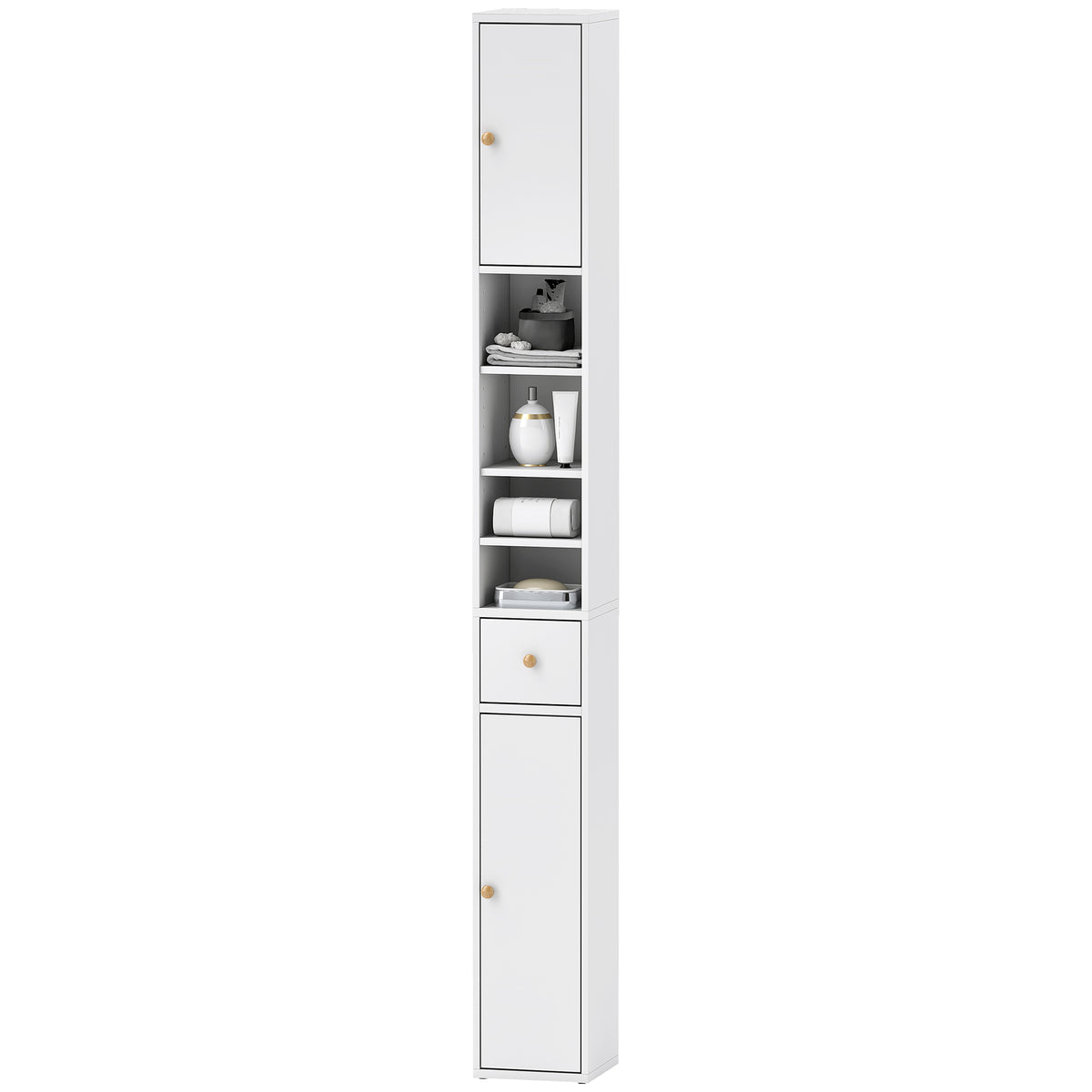 178 cm Narrow Tall Bathroom Cabinet - White