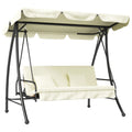 3 Seater Garden Swing Chair with Tilting Canopy - Cream White