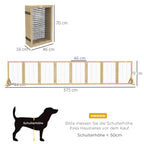 Hundegitter Treppengitter Absperrgitter, faltbar, Kiefernholz, 375 cm x 44 cm x 70 cm, Natur