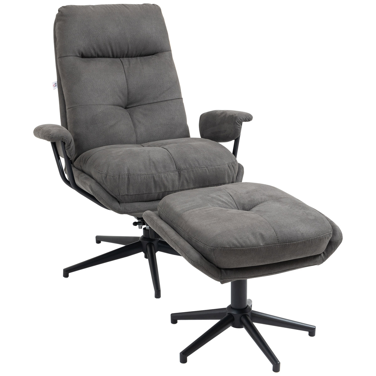 Relaxsessel mit Ottomane, Sessel mit Fußhocker, verstellbare Rückenlehne; Mikrofaser, Dunkelgrau