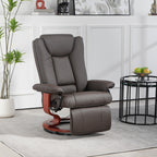 Relaxsessel mit Liegefunktion, drehbar, bis 150 kg, Kunstlederbezug, Stahlrahmen, Braun