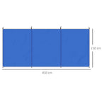 Windschutz faltbar Camping Sichtschutz mit Tragetasche Stahlstangen für Camping Garten Strand 450 x 150 cm Blau