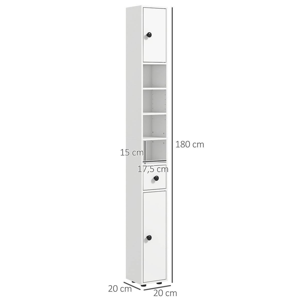 Badezimmerschrank, 4 Regale, Schublade, Spanplatte, schlankes Design, Wei?