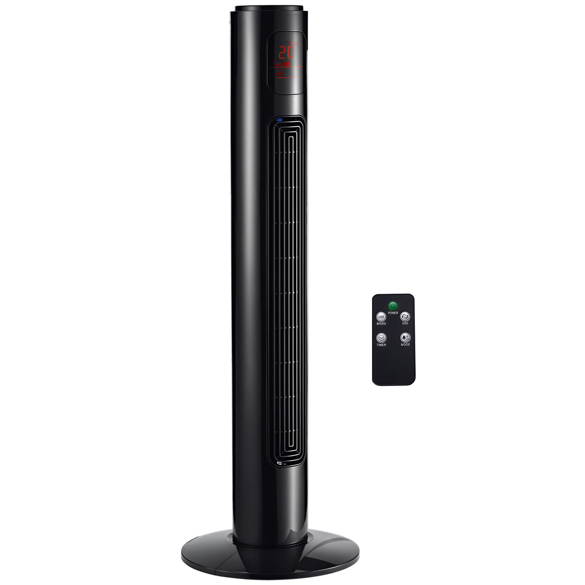 70° oszillierender Turmventilator mit Fernbedienung 3 Modi 3 Geschwindigkeiten Timer 32 x 32 x 96 cm Schwarz