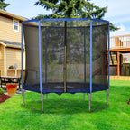 Trampolin mit Sicherheitsnetz Gartentrampolin f¨¹r Innen- und Au?enbereich Fitnesstrampolin f¨¹r Jugendliche und Erwachsene Stahl Blau+Schwarz bis 113,6 kg ?244 x 240H cm