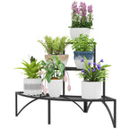 Three-Tier Corner Metal Plants Shelves - Black