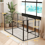 6 Panels Dog Playpen, Portable Detachable Puppy Pen with Door, for Medium Dogs, 80cm High, Grey