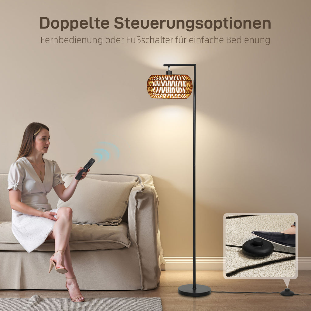 LED Stehlampe mit Doppelschirm, dimmbare Stehleuchte mit 3 Farbtemperaturen für Wohnzimmer, Schlafzimmer, Büro, Schwarz