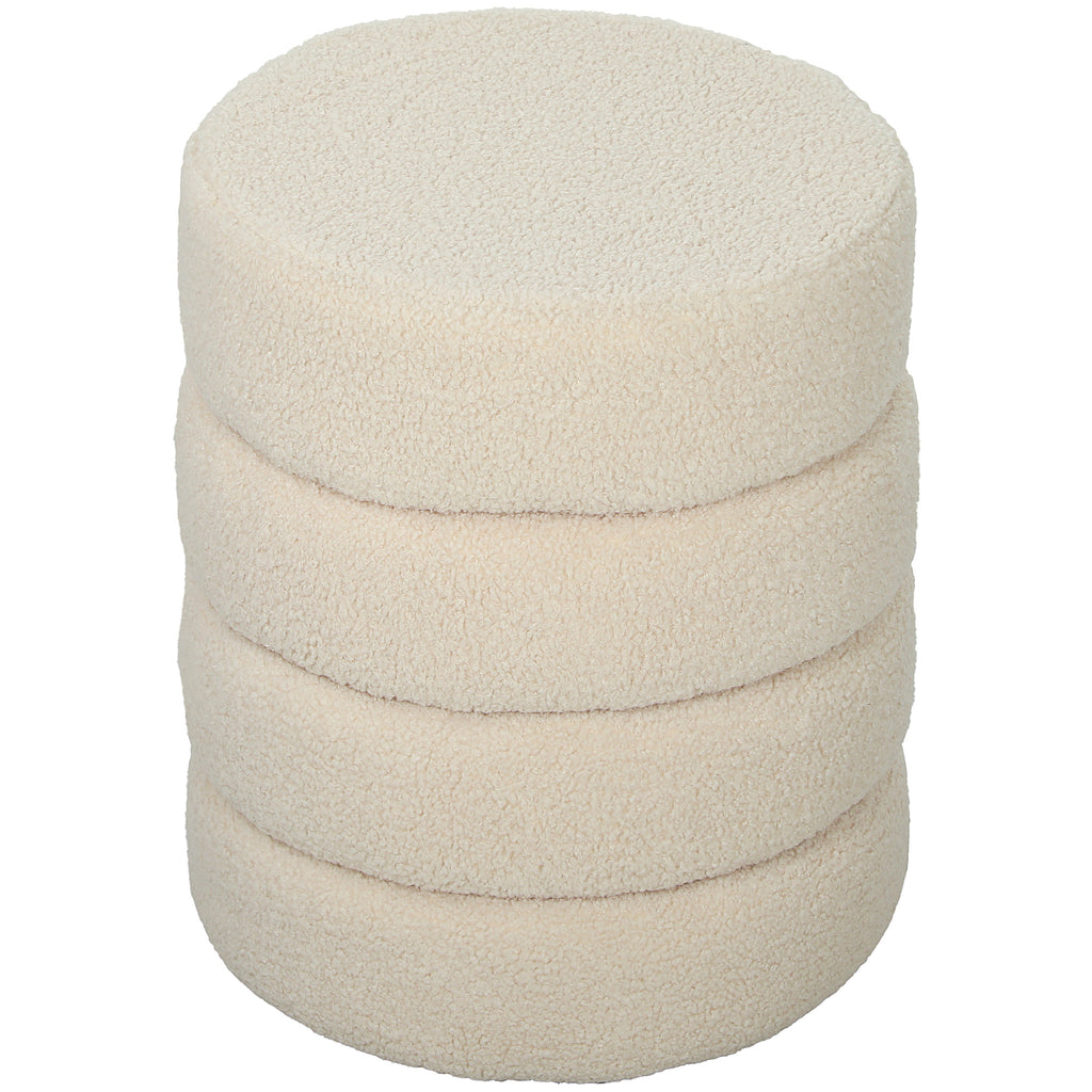 Hocker, rund, Teddyfleece, bis 120kg, ¦µ40x45H cm, Beige