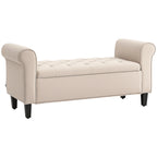 Sitzbank im Vintage-Design, Sitzbank mit Stauraum, Samtoptik, Beige