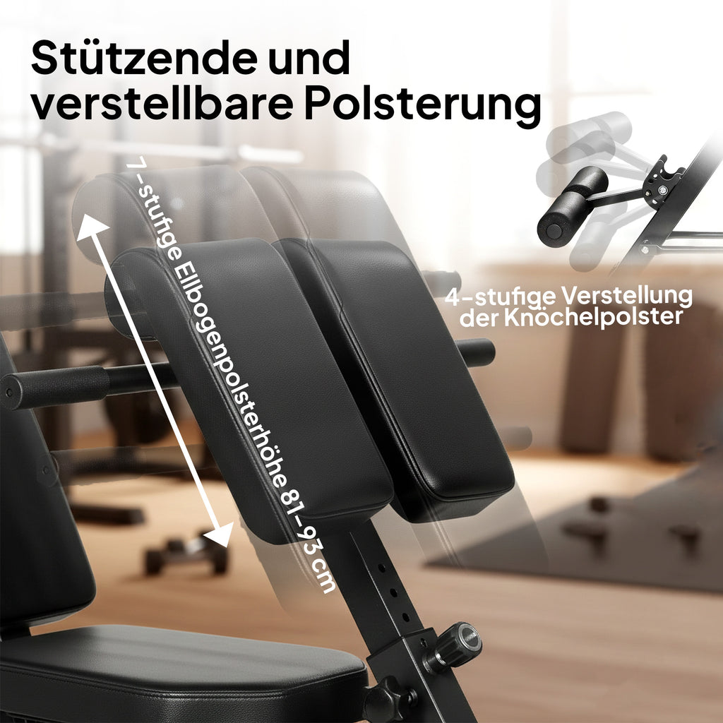 Hantelbank Verstellbar 4 in 1 Trainingsbank mit Beinstrecker