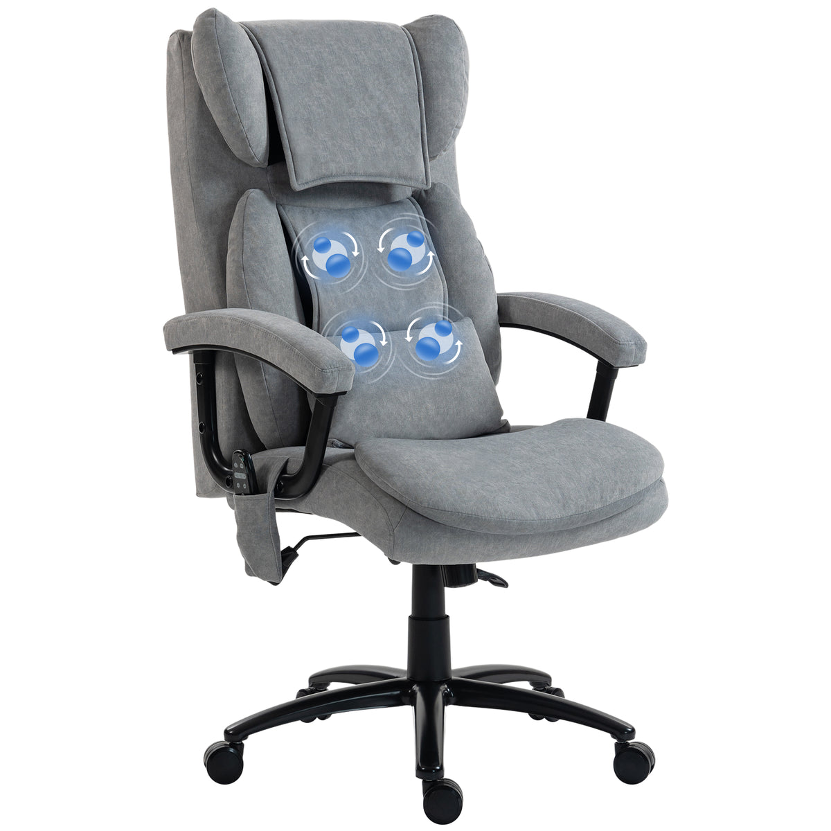 Ergonomischer Massage-Bürostuhl mit 4 Knetpunkten, Chefsessel mit hoher Butterfly-Rückenlehne, breitem Sitz, Grau
