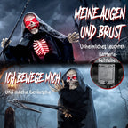 170cm Life Size Animated Grim Reaper Halloween Decoration, Scary Halloween Animatronics Decor with Sound Touch Activated