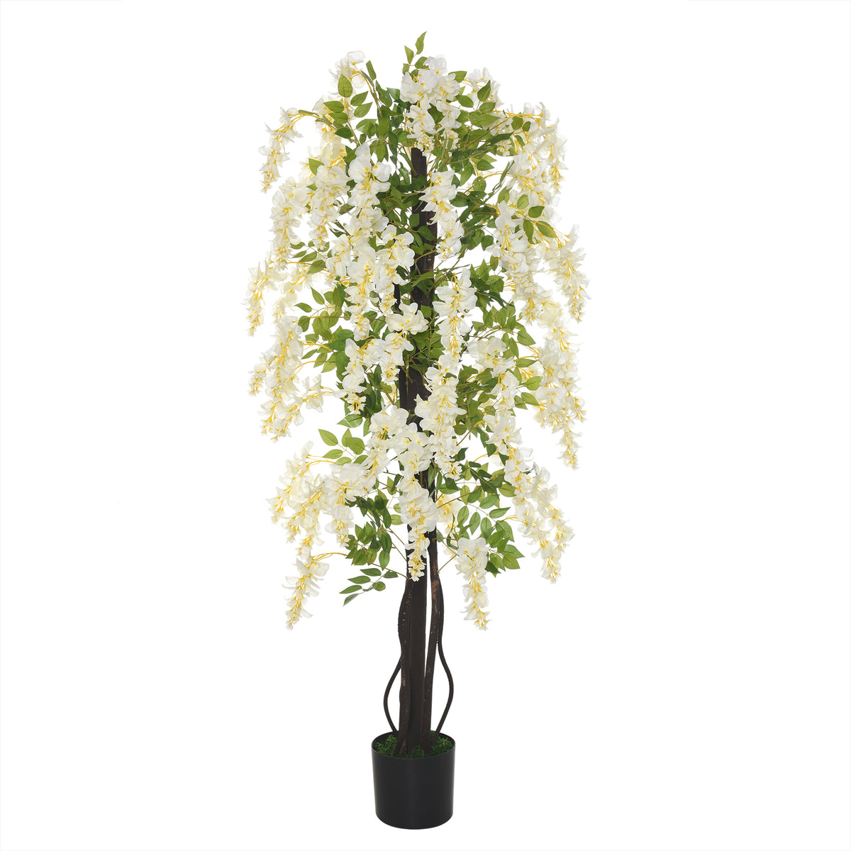  Künstliche Glyzinien groß 165cm Kunstpflanze, Plastik Künstliche Pflanzen Kunstblumen im Topf, Fake Plant wie echt für Büro Wohnzimmer Schlafzimmer Moderne Dekoration Geschenk