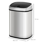 Stainless Steel Kitchen Sensor Dustbin Automatic Touchless Rubbish Garbage Waste Bin 48L Silver