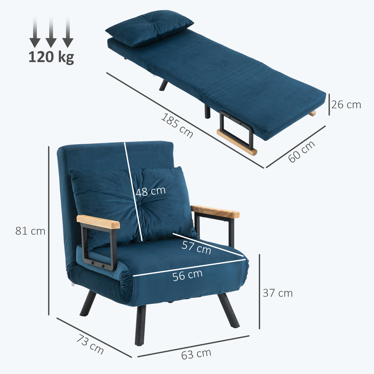 Relaxsessel im Skandidesign, Liegesessel, Lesesessel. ink. Kissen mit Knopfhefung, Schwarz + Natur