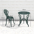 Bistroset Gartenset für 2 Personen Balkonmöbel Set Gussaluminium Antik Grün