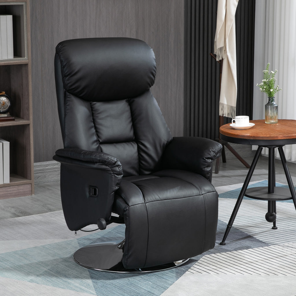 Relaxsessel, Liegefunktion, Lederoptik, Fußstütze, bis 150 kg, 78 x 80 x 109 cm, Schwarz