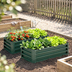 Set of Two 110 x 50 cm Steel Planter Boxes - Green