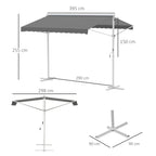 Freistehende Markise, neigungsverstellbar, Handkurbel, Metallgestell, wetterfest, 4x3m, Grau