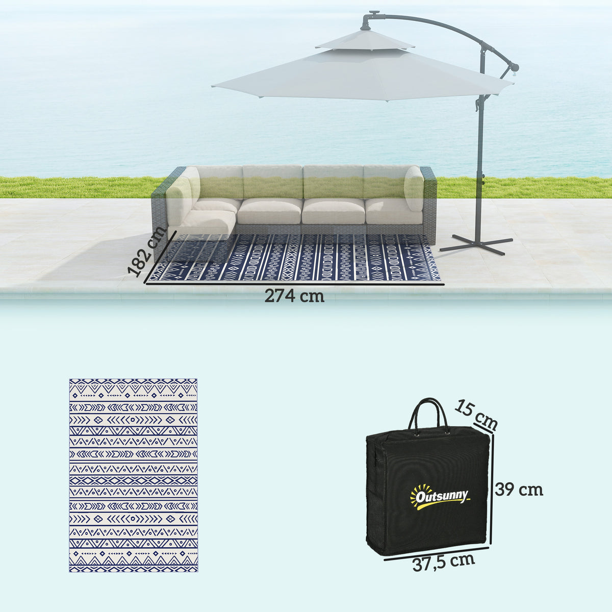 Outdoor Teppich robuster Wetterfest Outdoorteppich, Carpet mit Boho-Style, Outdoor-Teppich f¨¹r Wohnzimmer Balkon