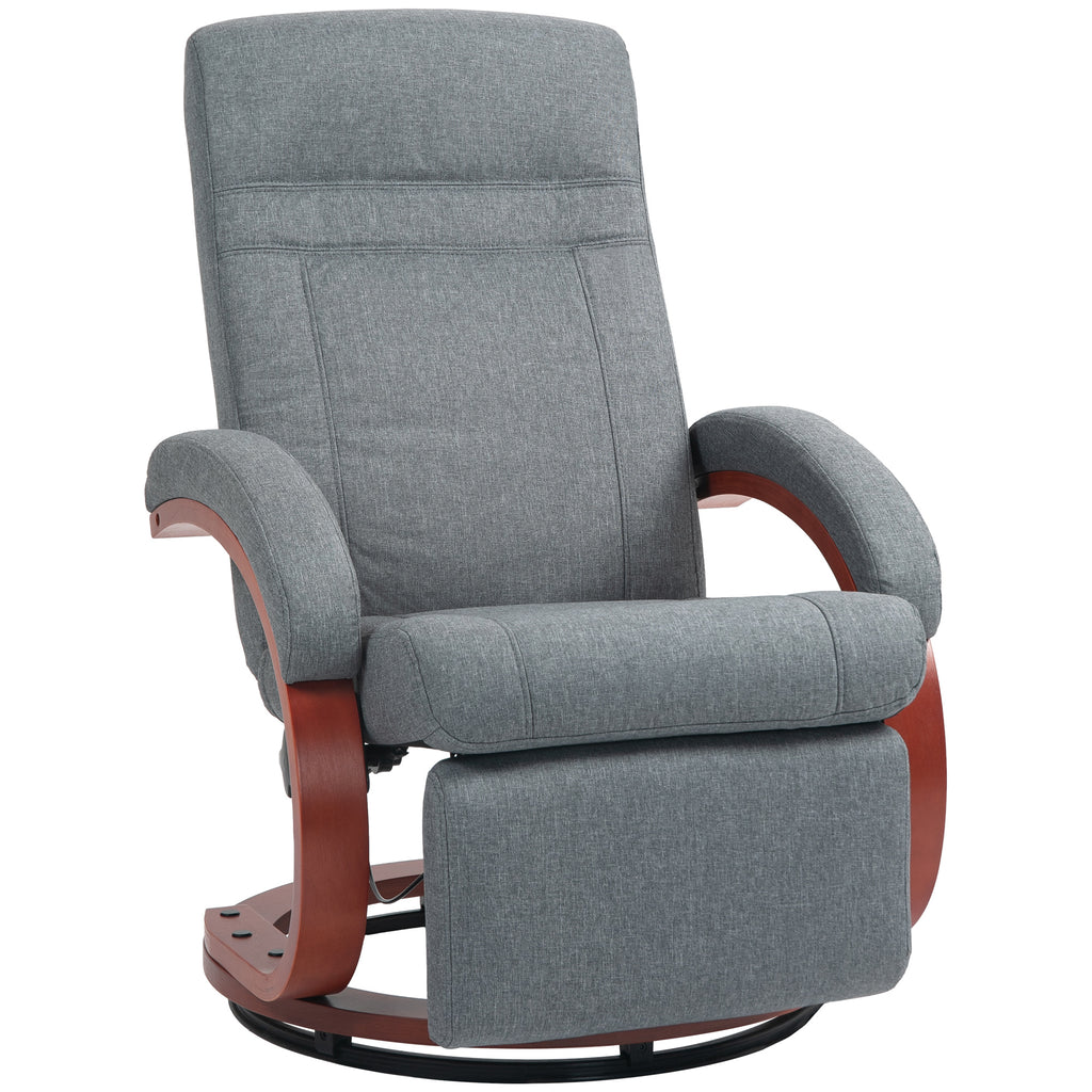 135¡ã Manual Reclining Swivel Chair, with Footrest - Grey