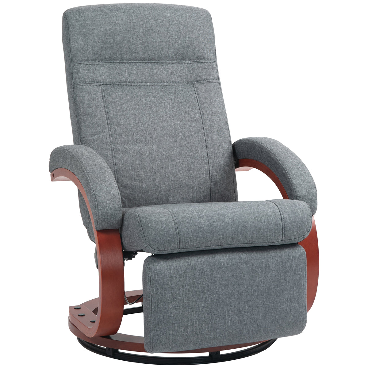 135¡ã Manual Reclining Swivel Chair, with Footrest - Grey