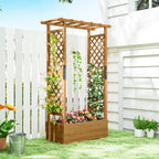 Hochbeet mit Rankengitter und Dach, für Blumen, Obst, Gemüse, Kräuter, 110 x 44 x 181 cm, Holz, Orange