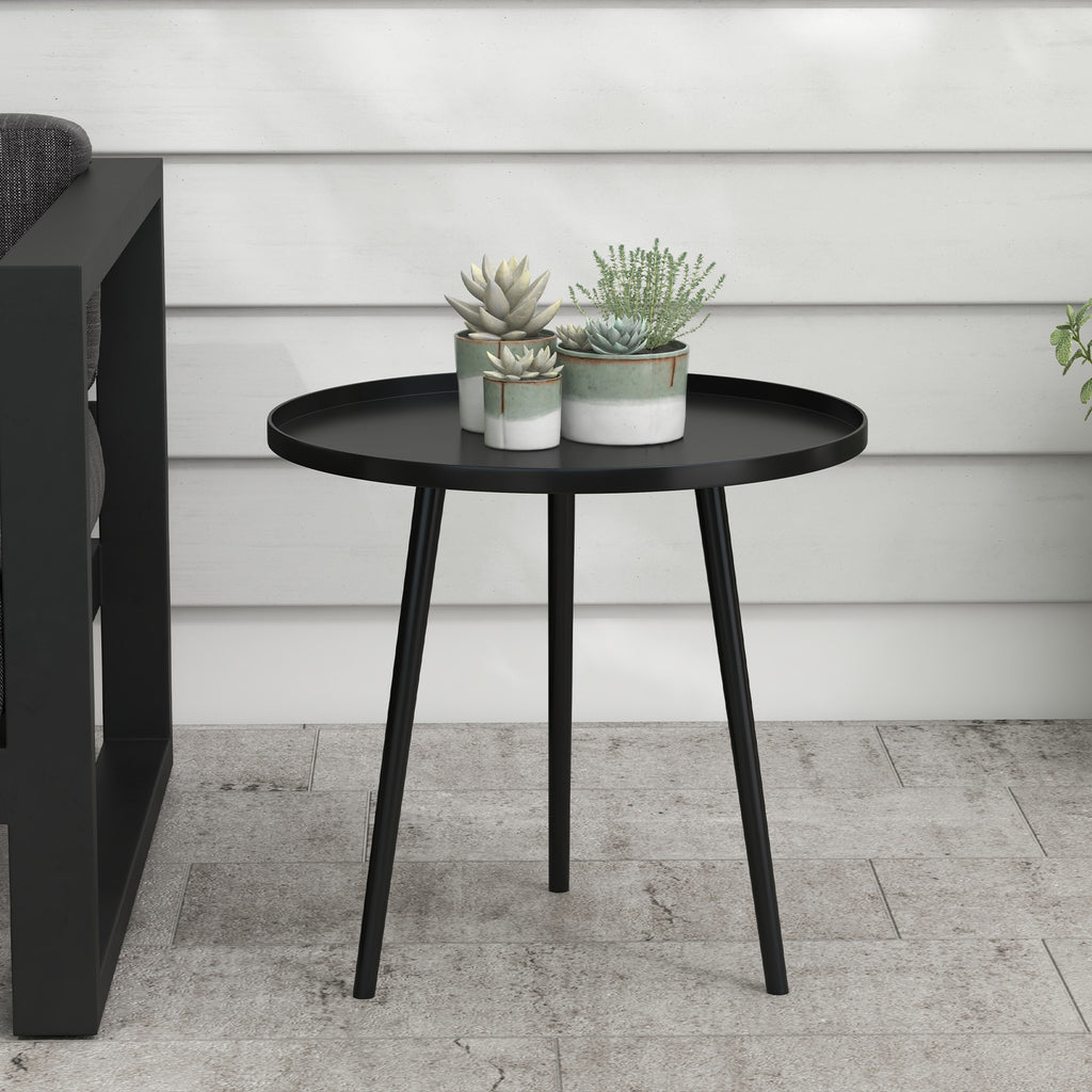 Outdoor Beistelltisch, Gartentisch, runder Terrassentisch, Stahl, Ф40 x 50Hcm, Schwarz