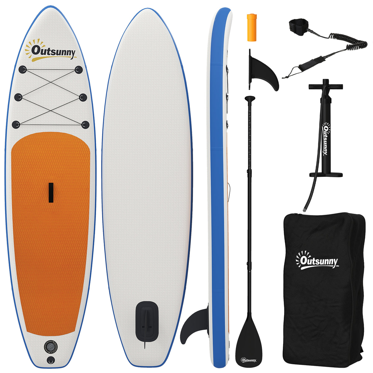 Stand Up Paddling Board Set Aufblasbar 305cm SUP Board mit Aluminium-Paddel abnehmbarer Finne Fußschlaufe