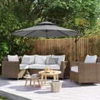  Sonnenschirm Ampelschirm ?2,67 x 2,45?m Kurbelschirm mit Doppeldach Kreuzbasis Stahl Outdoor Sonnenschutz Polyester Stahl Hellgrau